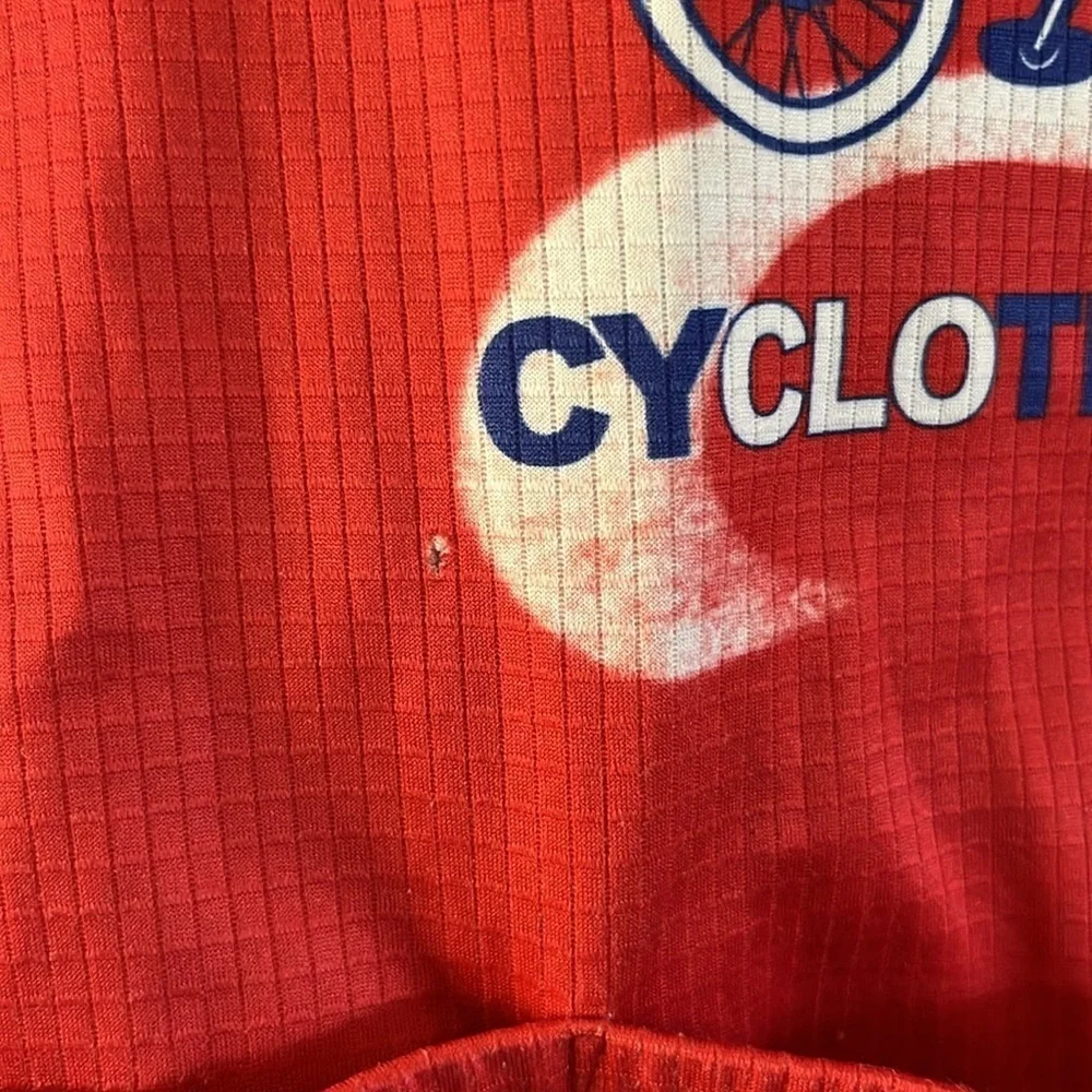 Hincapie Team Clover Cycling Jersey Red Blue Full Zip Long Sleeve Size M